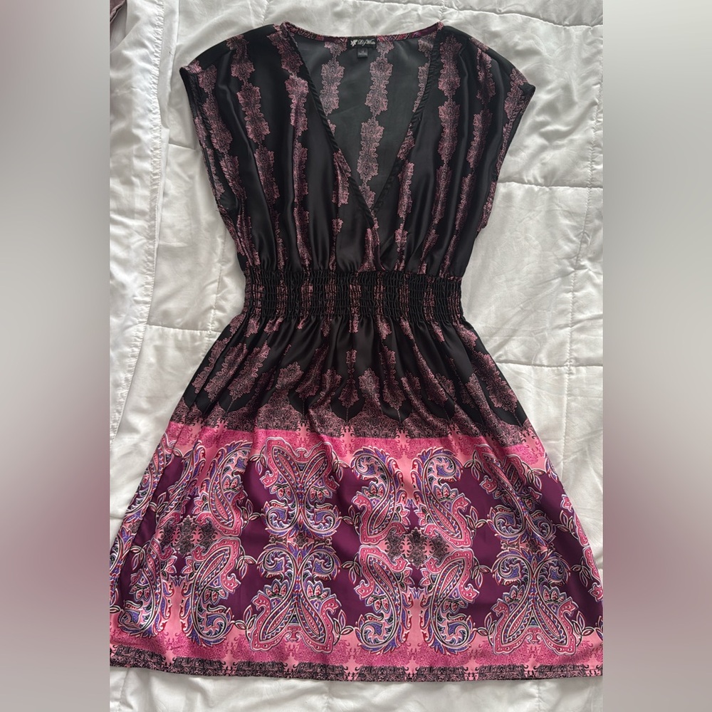 Black and Pink Paisley Women’s Dress